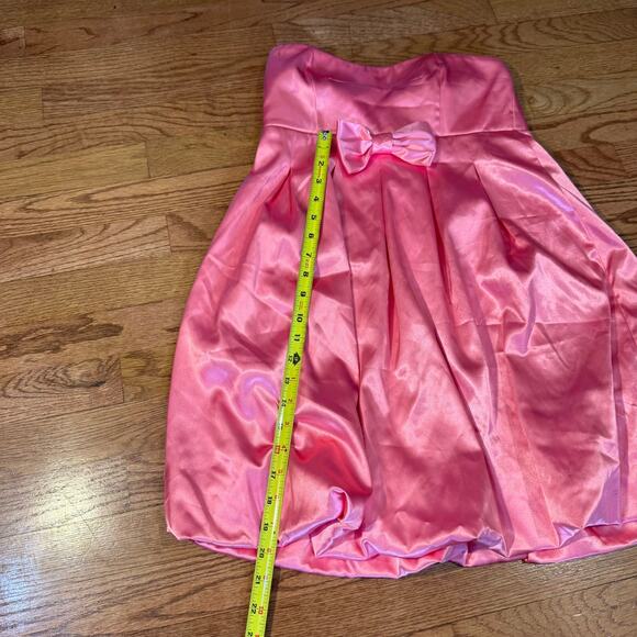 Vintage Y2K 90s Ruby Rox Strapless Bubble Dress M Made USA Hot Pink Satin Party - Picture 6 of 9